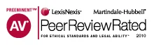 badge-list1 Preeminent AV Peer Review Rated For Ethical Standard And Legal Ability, awarded by LexisNexis and Martindale-Hubbell in 2010